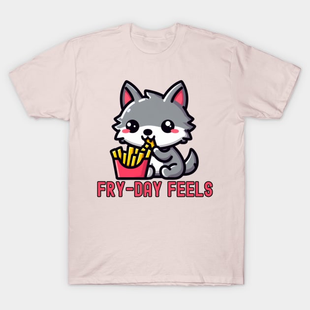 Friday french fries wolf humor T-Shirt by Japanese Fever